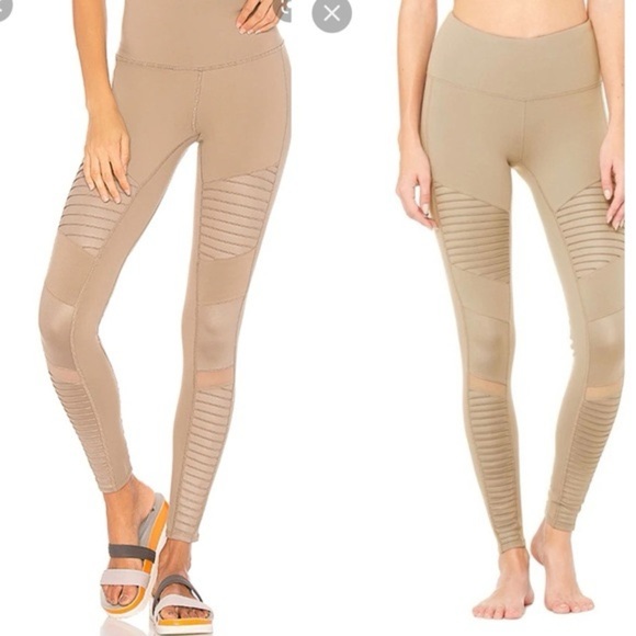 ALO Yoga Tan High-Rise Textured Leggings - Picture 2 of 8